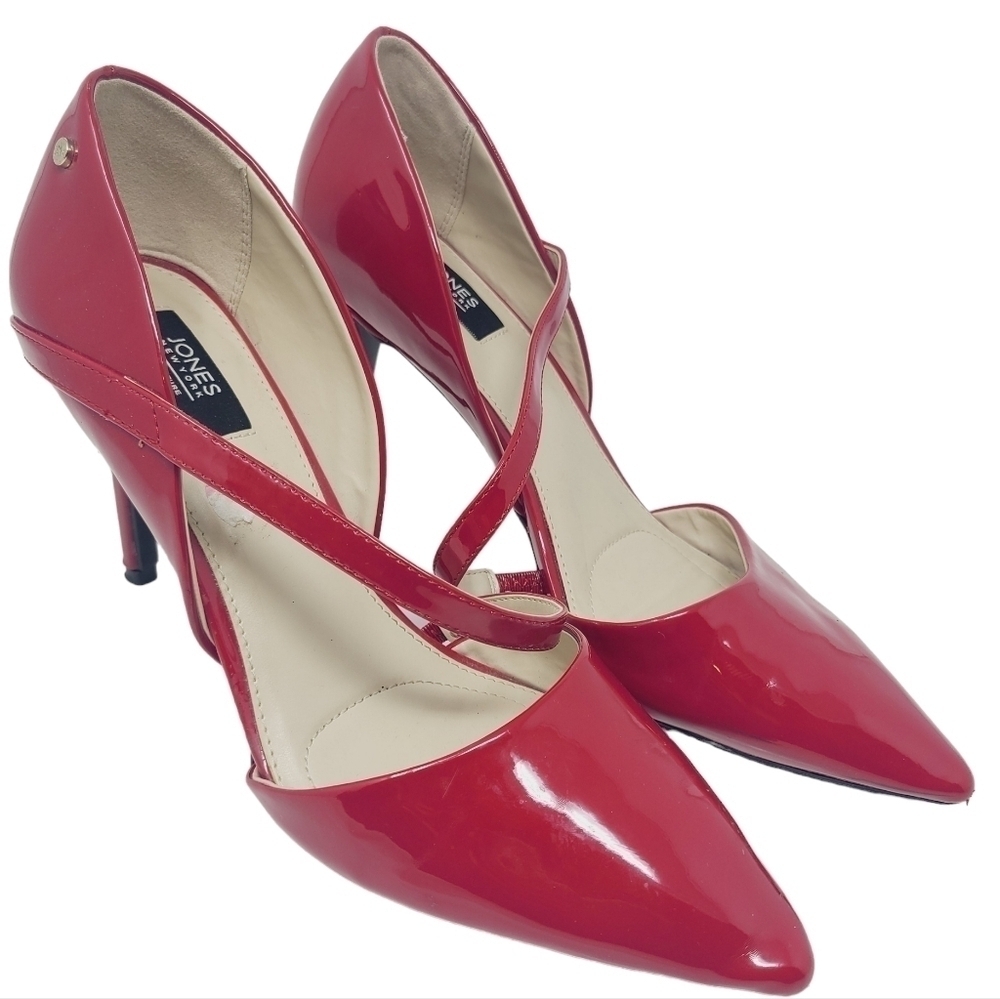 Jones New York | Classic Red Ankle Strap Pointy Toe Cheryl Heels (Size 10M)
